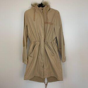 Gap Long faux fur hood coat long sleeve small